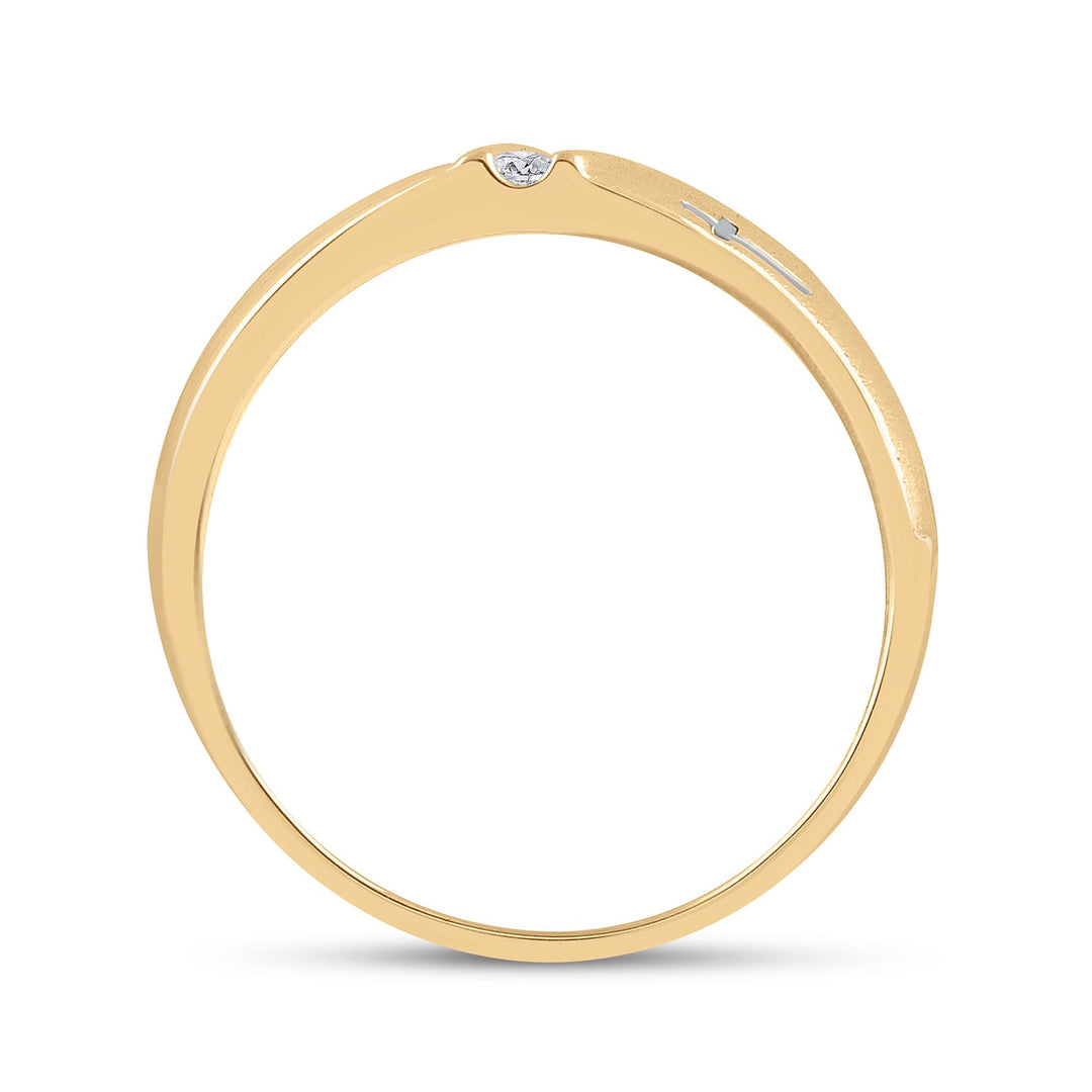 14kt Yellow Gold Mens Round Diamond Double Cross Wedding Band Ring 1/20 Cttw 10 Daisy Joyeria