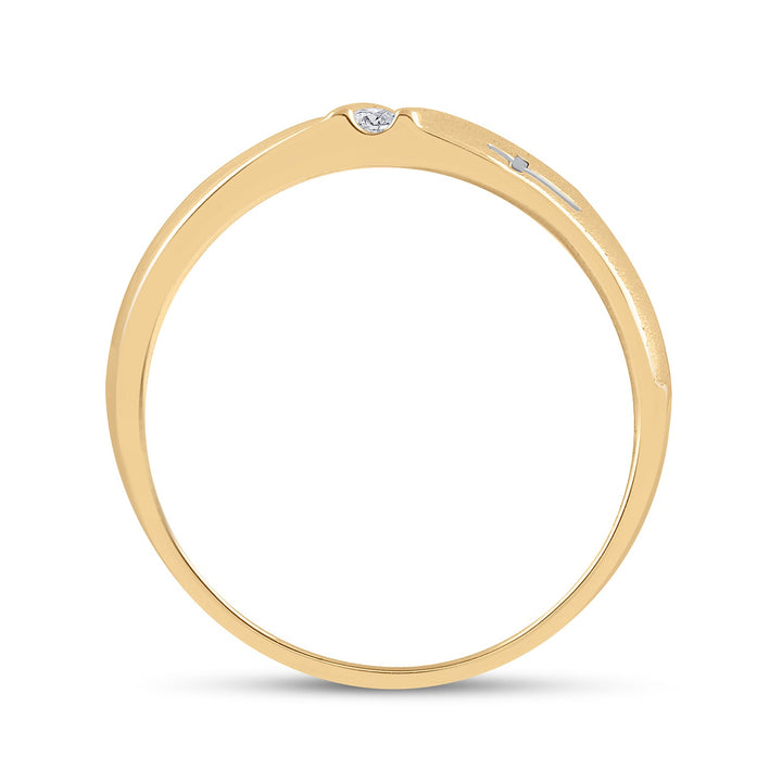 14kt Yellow Gold Mens Round Diamond Double Cross Wedding Band Ring 1/20 Cttw 10 Daisy Joyeria