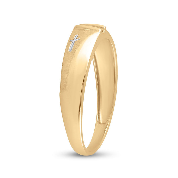 14kt Yellow Gold Mens Round Diamond Double Cross Wedding Band Ring 1/20 Cttw 10 Daisy Joyeria