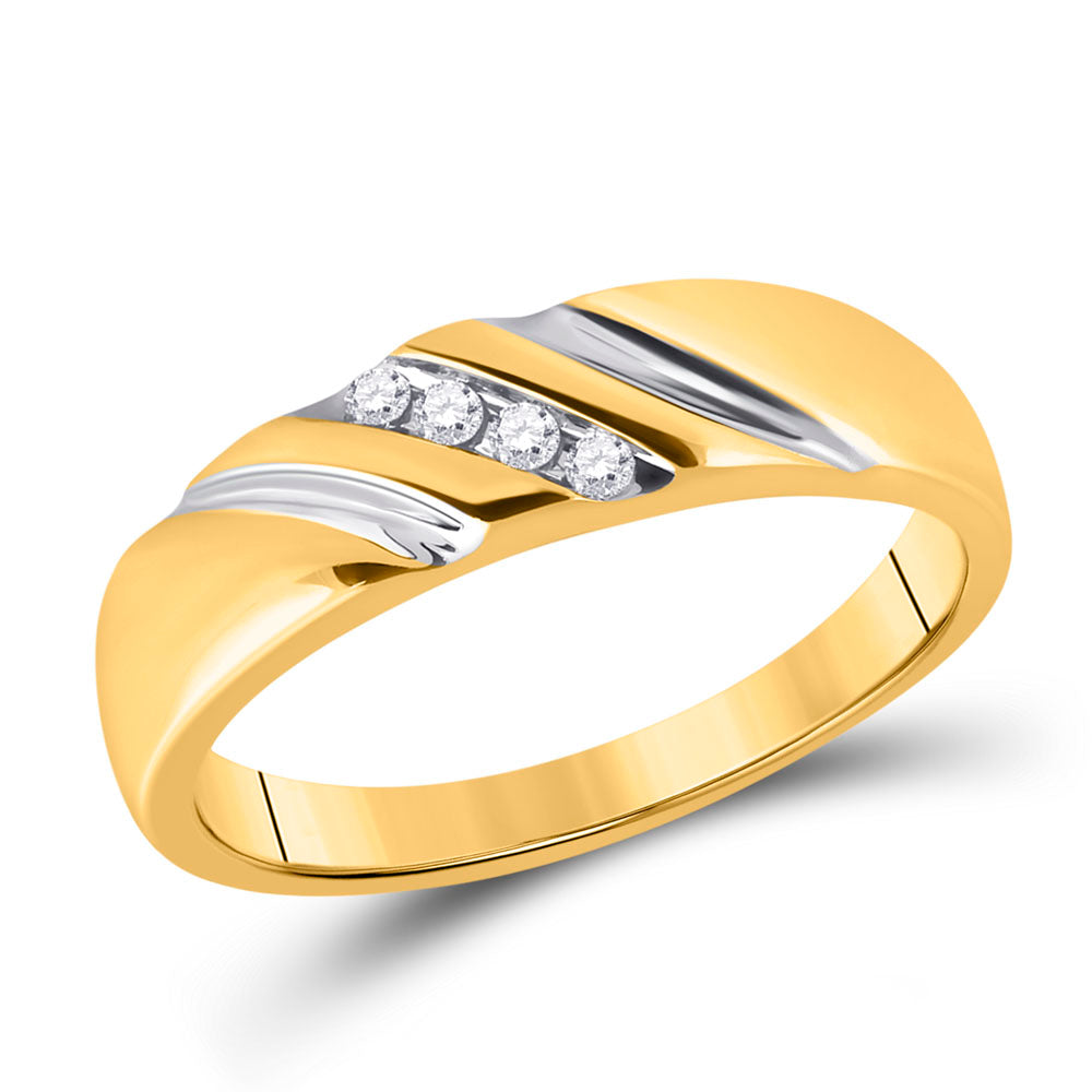 10k Yellow Gold Round Diamond His & Hers Matching Trio Wedding Bridal Engagement Ring Band Set 1/5 Cttw 7 Daisy Joyeria