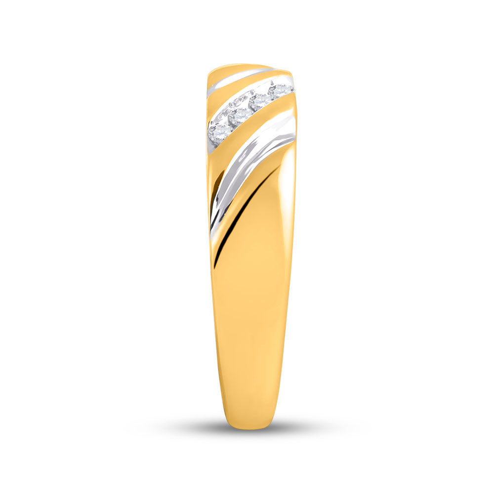 10k Yellow Gold Round Diamond His & Hers Matching Trio Wedding Bridal Engagement Ring Band Set 1/5 Cttw 7 Daisy Joyeria