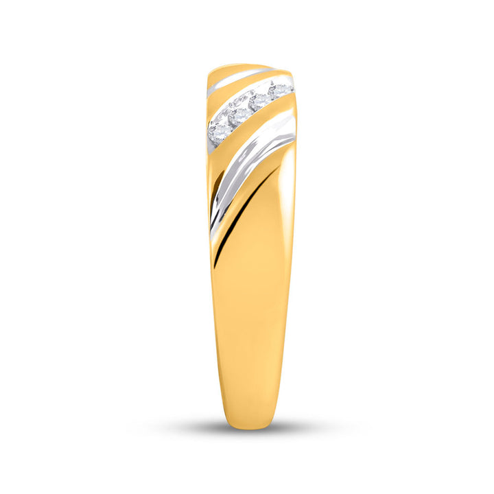10k Yellow Gold Round Diamond His & Hers Matching Trio Wedding Bridal Engagement Ring Band Set 1/5 Cttw 7 Daisy Joyeria