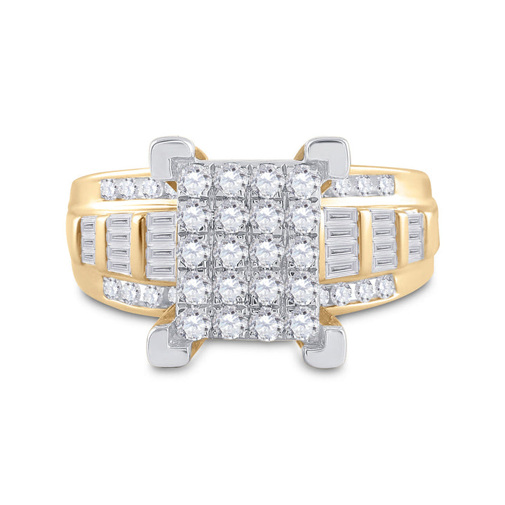 10kt Yellow Gold Womens Round Diamond Cindys Dream Cluster Bridal Wedding Engagement Ring 7/8 Cttw 7 Daisy Joyeria