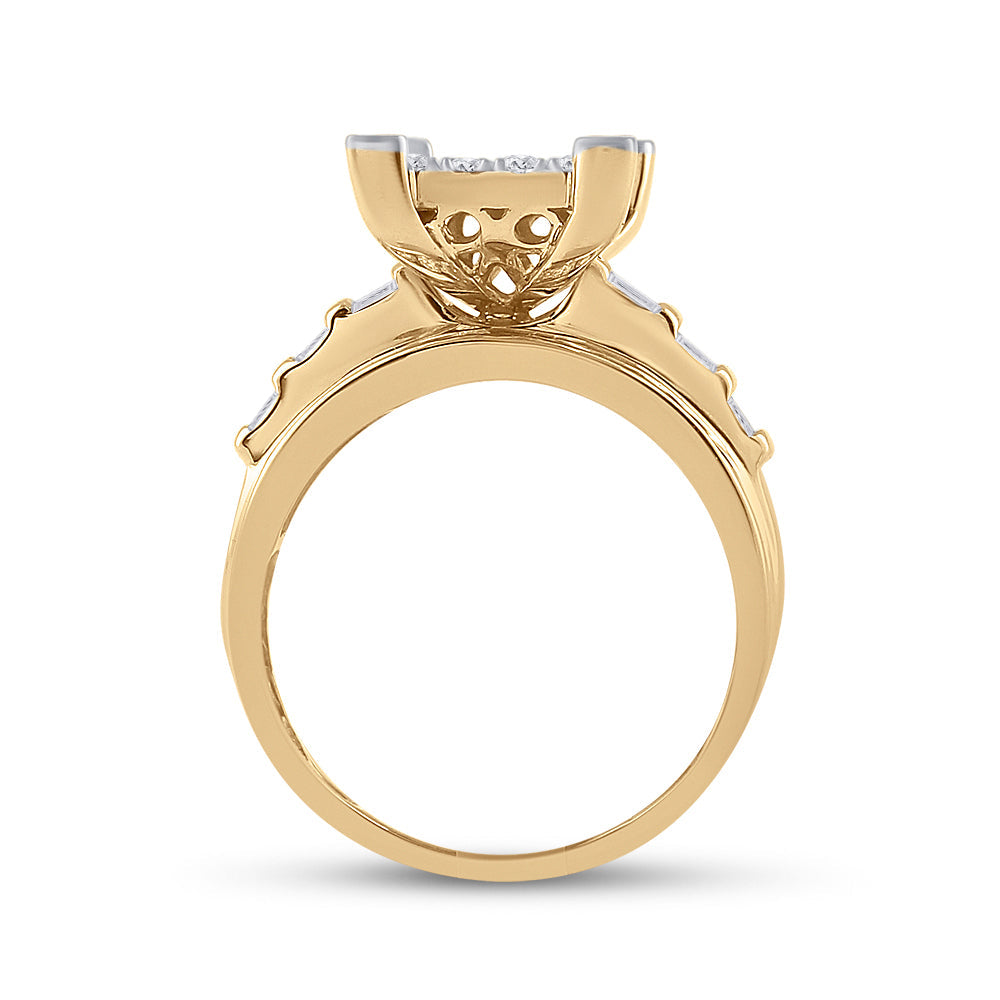 10kt Yellow Gold Womens Round Diamond Cindys Dream Cluster Bridal Wedding Engagement Ring 7/8 Cttw 7 Daisy Joyeria