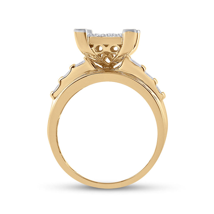 10kt Yellow Gold Womens Round Diamond Cindys Dream Cluster Bridal Wedding Engagement Ring 7/8 Cttw 7 Daisy Joyeria