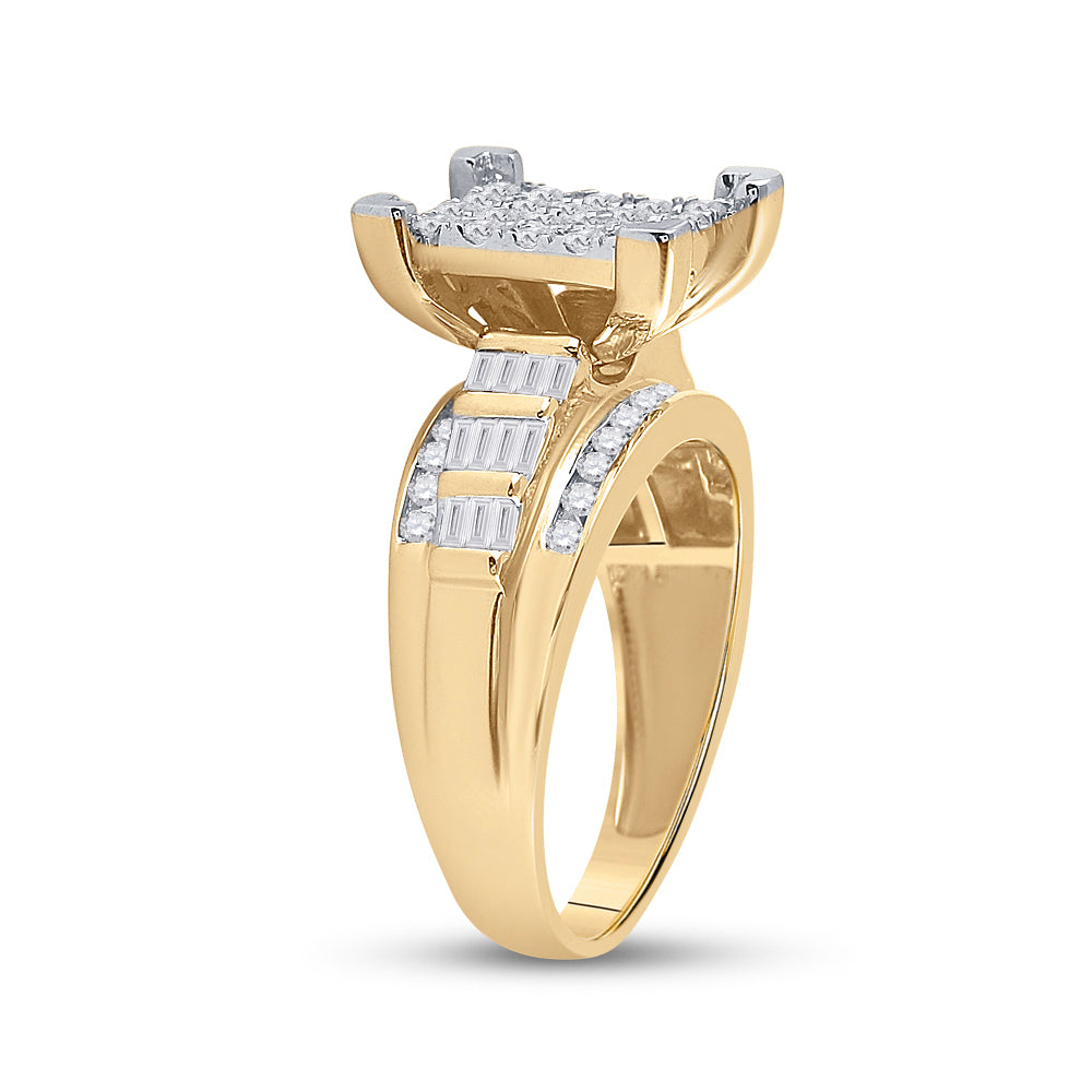 10kt Yellow Gold Womens Round Diamond Cindys Dream Cluster Bridal Wedding Engagement Ring 7/8 Cttw 7 Daisy Joyeria