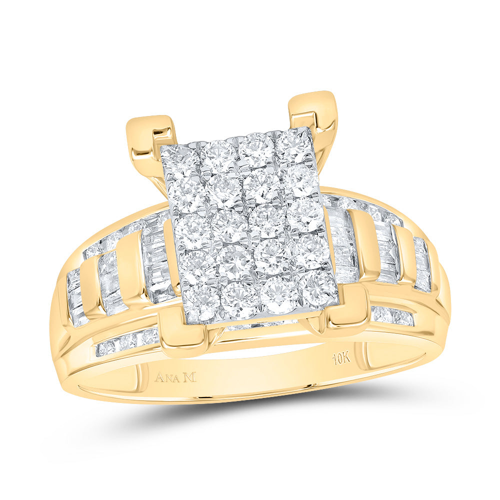 10kt Yellow Gold Womens Round Diamond Cindys Dream Cluster Bridal Wedding Engagement Ring 7/8 Cttw 7 Daisy Joyeria