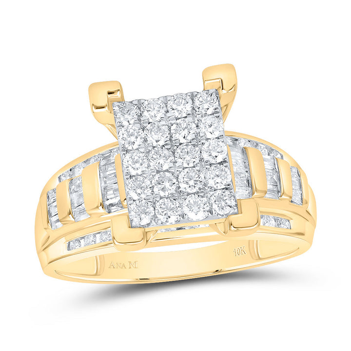 10kt Yellow Gold Womens Round Diamond Cindys Dream Cluster Bridal Wedding Engagement Ring 7/8 Cttw 7 Daisy Joyeria