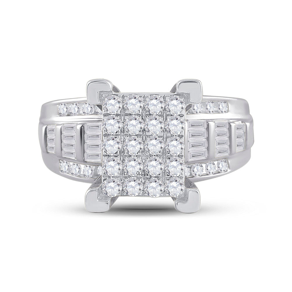 10kt White Gold Womens Round Diamond Cindys Dream Cluster Bridal Wedding Engagement Ring 7/8 Cttw 7 Daisy Joyeria