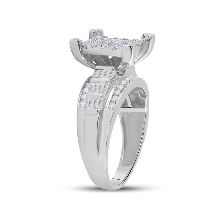 10kt White Gold Womens Round Diamond Cindys Dream Cluster Bridal Wedding Engagement Ring 7/8 Cttw 7 Daisy Joyeria