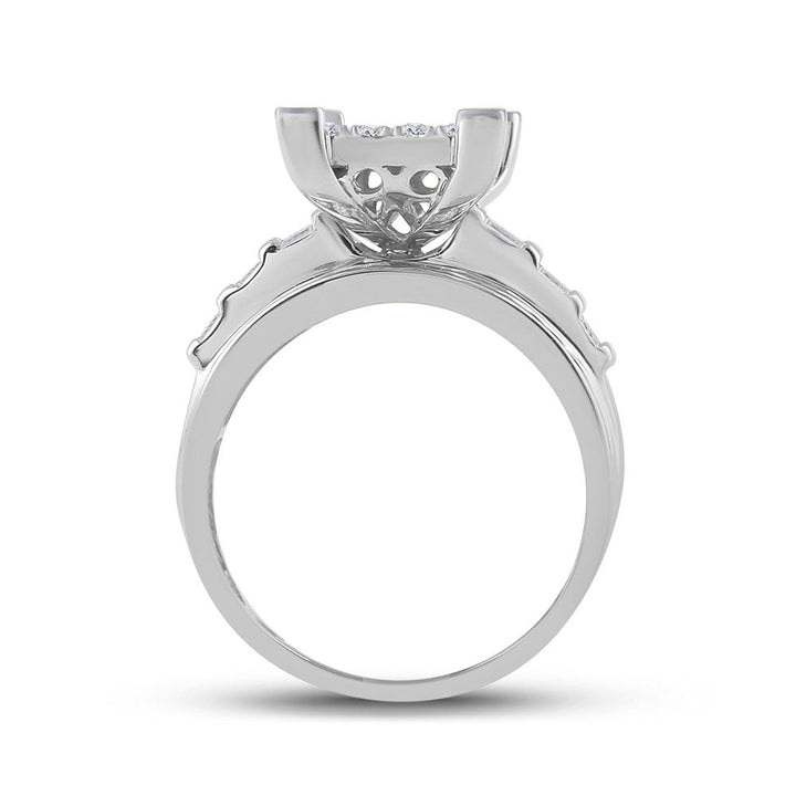 10kt White Gold Womens Round Diamond Cindys Dream Cluster Bridal Wedding Engagement Ring 7/8 Cttw 7 Daisy Joyeria