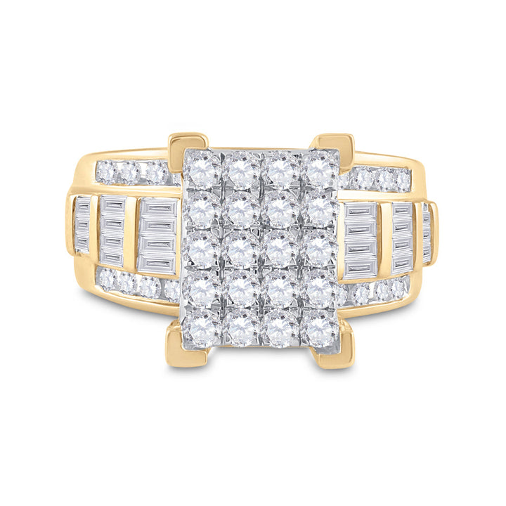10kt Yellow Gold Womens Round Diamond Cindys Dream Cluster Bridal Wedding Engagement Ring 1-1/2 Cttw 7 Daisy Joyeria