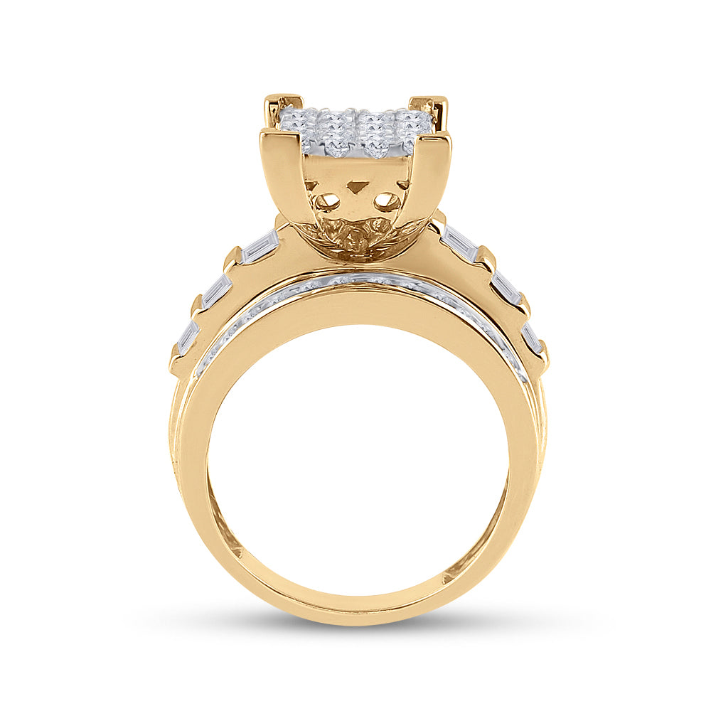 10kt Yellow Gold Womens Round Diamond Cindys Dream Cluster Bridal Wedding Engagement Ring 1-1/2 Cttw 7 Daisy Joyeria