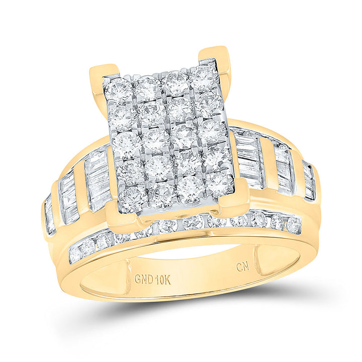 10kt Yellow Gold Womens Round Diamond Cindys Dream Cluster Bridal Wedding Engagement Ring 1-1/2 Cttw 7 Daisy Joyeria