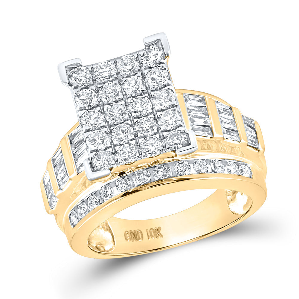 10kt Yellow Gold Womens Round Diamond Cindys Dream Cluster Bridal Wedding Engagement Ring 2.00 Cttw - Size 8 8 Daisy Joyeria
