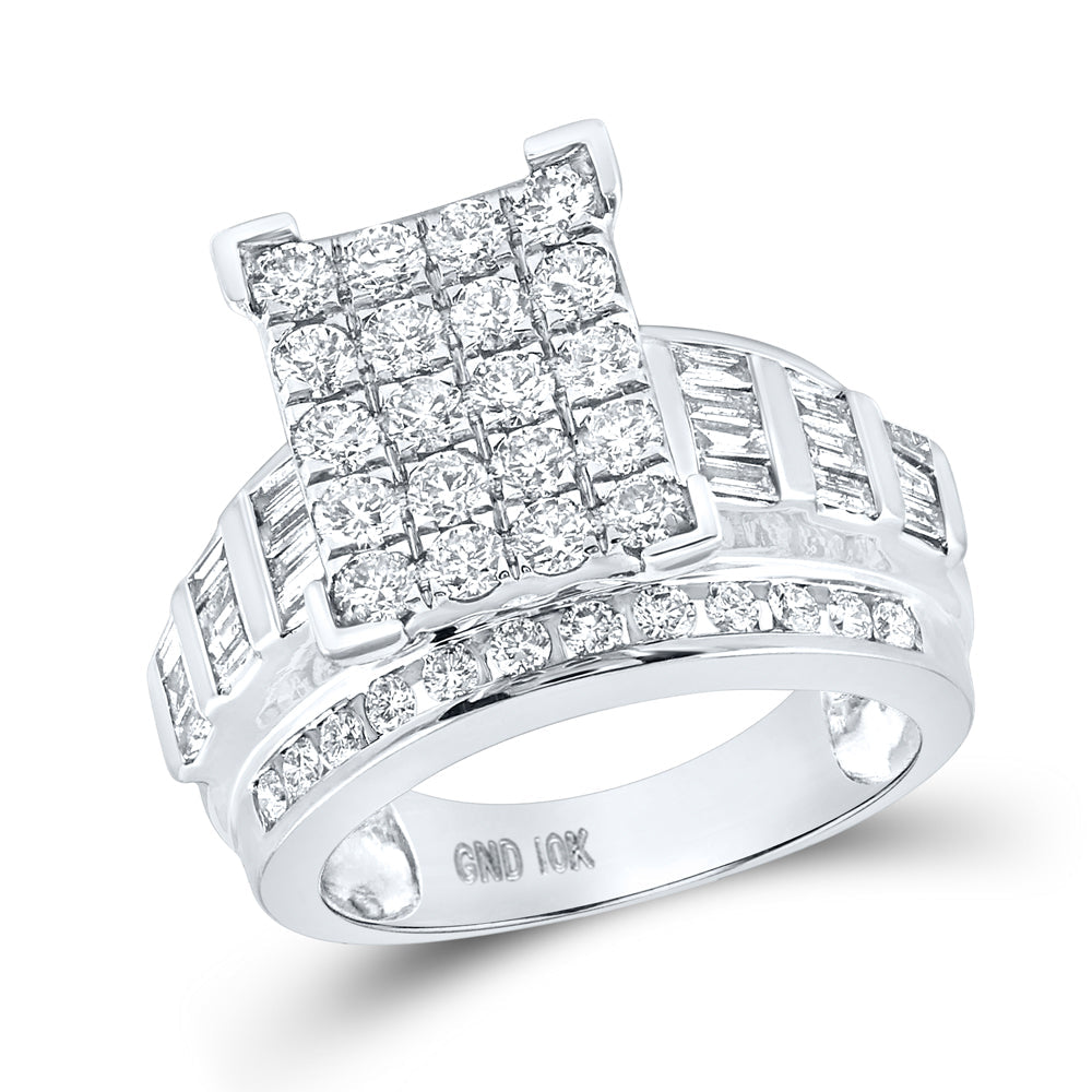 10kt White Gold Womens Round Diamond Cindys Dream Cluster Bridal Wedding Engagement Ring 2.00 Cttw - Size 8 8 Daisy Joyeria