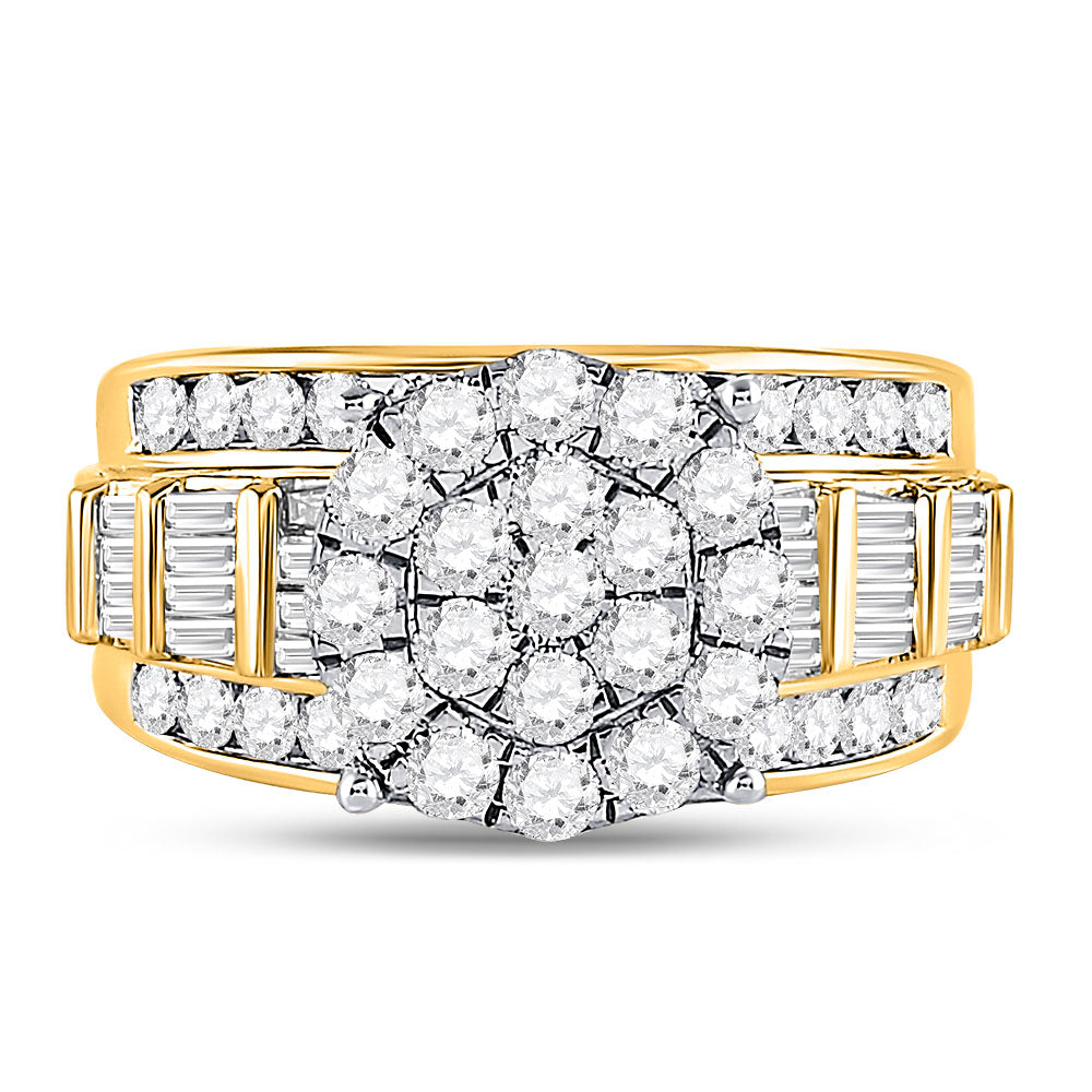 10kt Yellow Gold Womens Round Diamond Cindys Dream Cluster Bridal Wedding Engagement Ring 2.00 Cttw 7 Daisy Joyeria