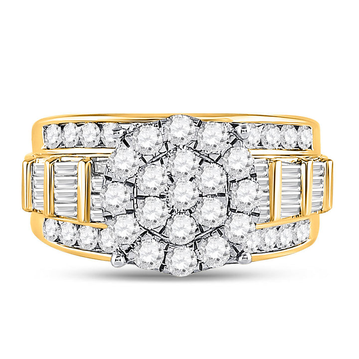 10kt Yellow Gold Womens Round Diamond Cindys Dream Cluster Bridal Wedding Engagement Ring 2.00 Cttw 7 Daisy Joyeria