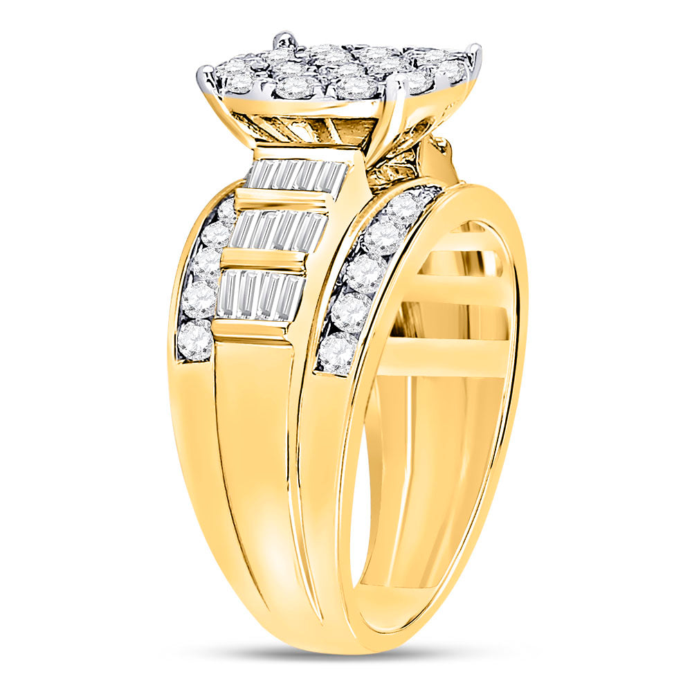 10kt Yellow Gold Womens Round Diamond Cindys Dream Cluster Bridal Wedding Engagement Ring 2.00 Cttw 7 Daisy Joyeria