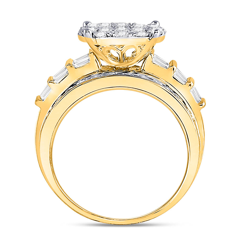 10kt Yellow Gold Womens Round Diamond Cindys Dream Cluster Bridal Wedding Engagement Ring 2.00 Cttw 7 Daisy Joyeria