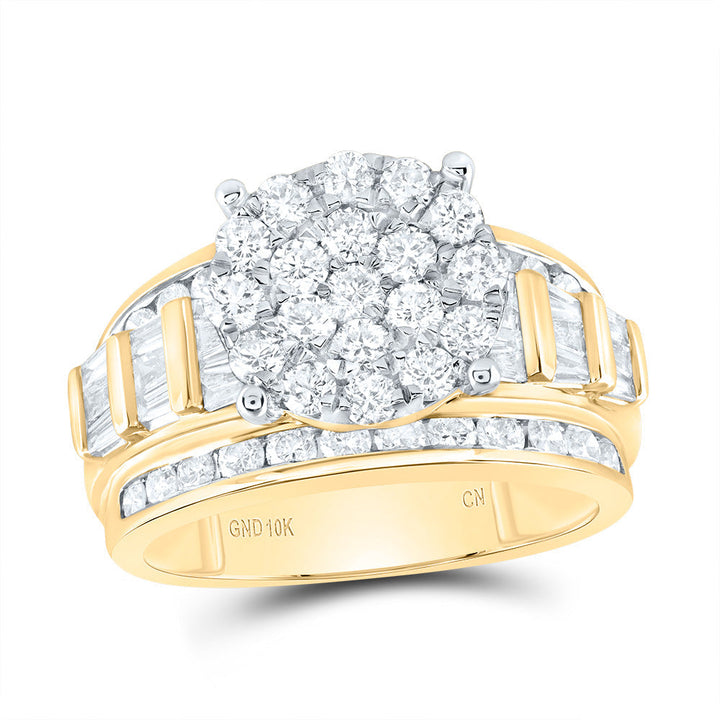 10kt Yellow Gold Womens Round Diamond Cindys Dream Cluster Bridal Wedding Engagement Ring 2.00 Cttw 7 Daisy Joyeria