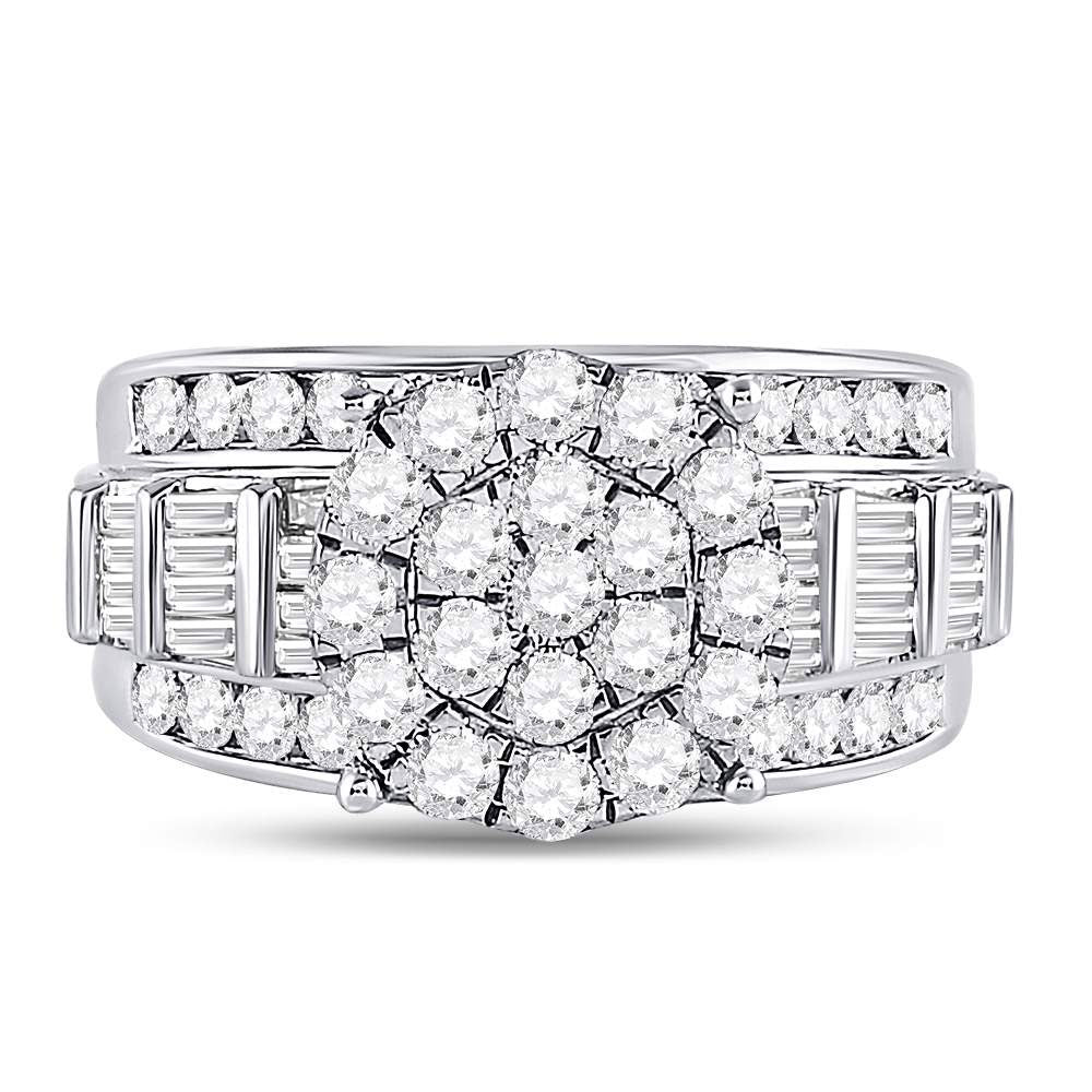10kt White Gold Womens Round Diamond Cluster Bridal Wedding Engagement Ring 2.00 Cttw 7 Daisy Joyeria
