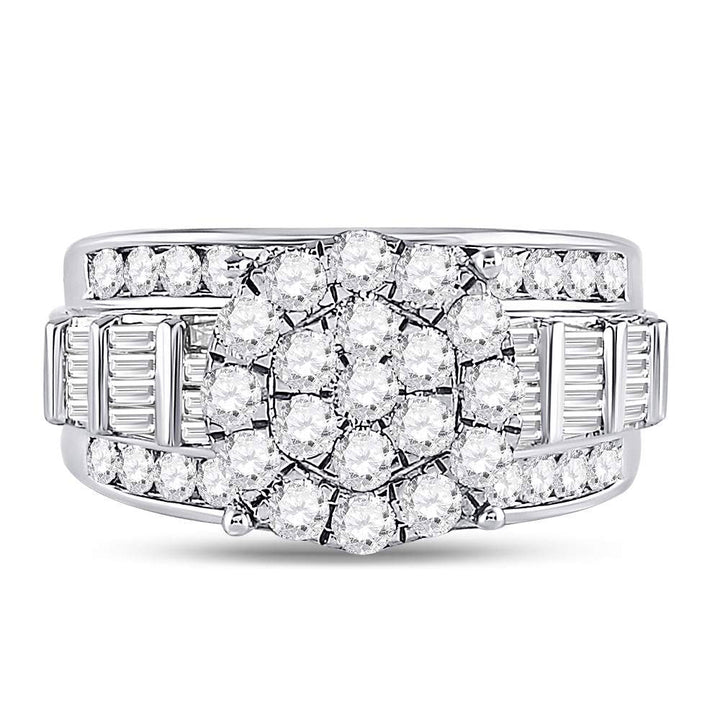 10kt White Gold Womens Round Diamond Cluster Bridal Wedding Engagement Ring 2.00 Cttw 7 Daisy Joyeria