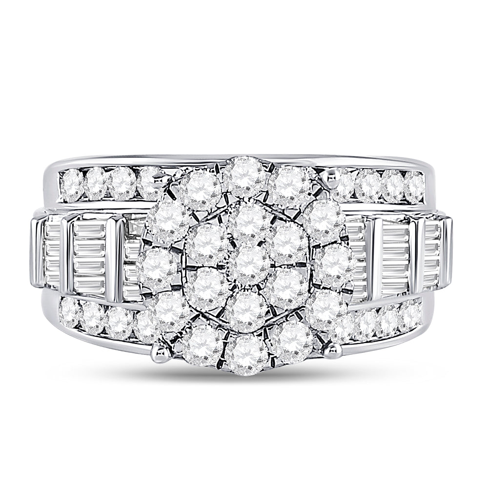 10kt White Gold Womens Round Diamond Cluster Bridal Wedding Engagement Ring 2.00 Cttw 7 Daisy Joyeria