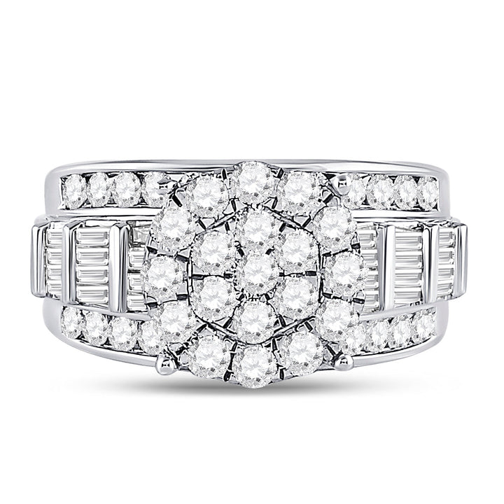 10kt White Gold Womens Round Diamond Cluster Bridal Wedding Engagement Ring 2.00 Cttw 7 Daisy Joyeria