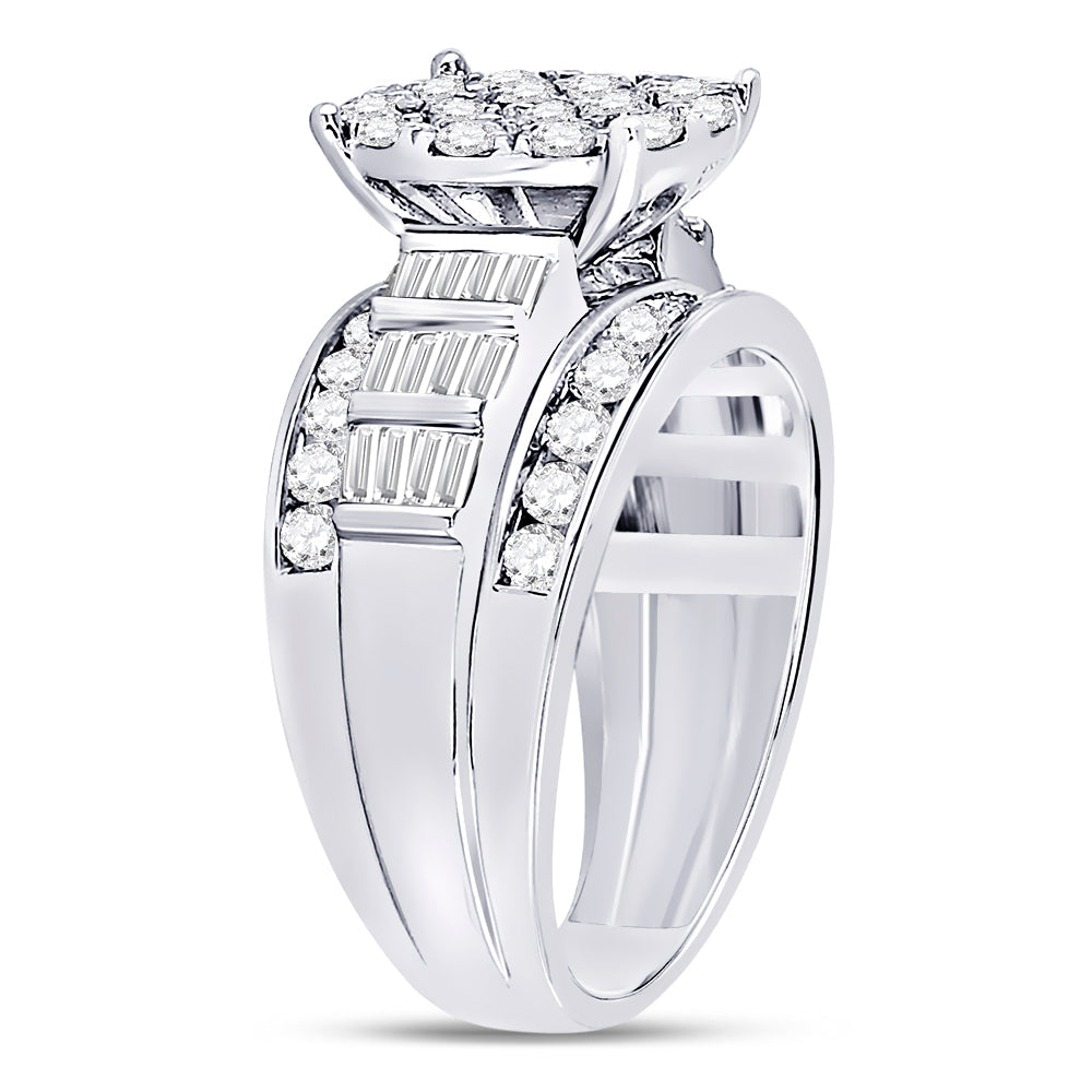 10kt White Gold Womens Round Diamond Cluster Bridal Wedding Engagement Ring 2.00 Cttw 7 Daisy Joyeria