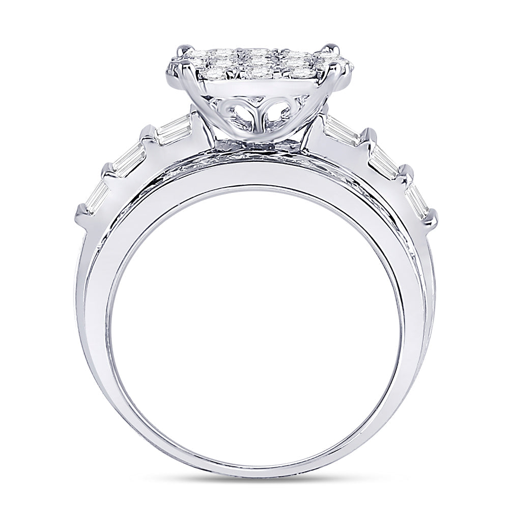10kt White Gold Womens Round Diamond Cluster Bridal Wedding Engagement Ring 2.00 Cttw 7 Daisy Joyeria