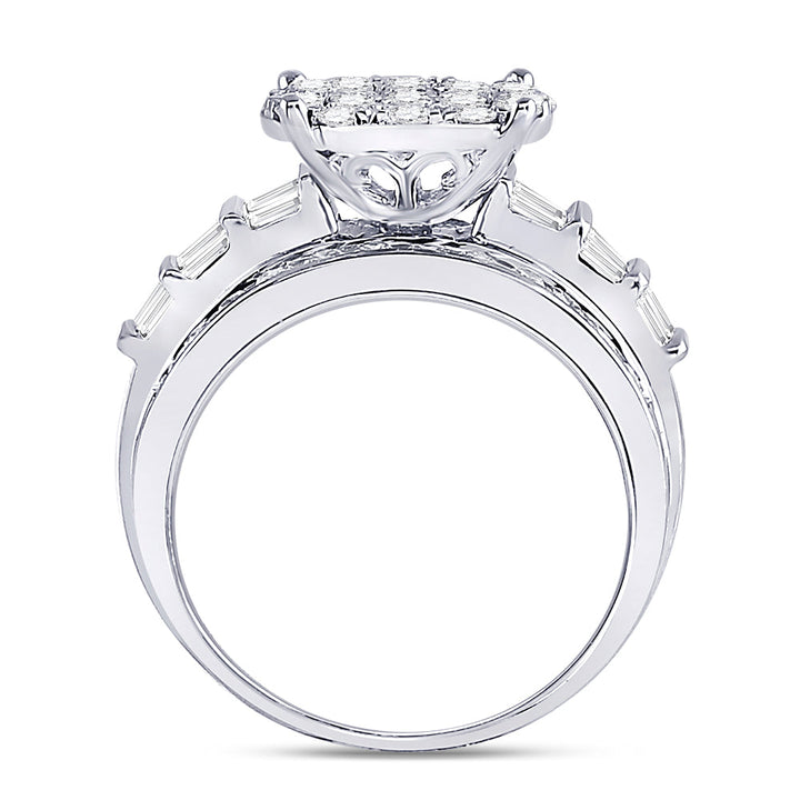 10kt White Gold Womens Round Diamond Cluster Bridal Wedding Engagement Ring 2.00 Cttw 7 Daisy Joyeria