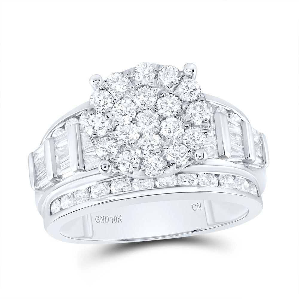 10kt White Gold Womens Round Diamond Cluster Bridal Wedding Engagement Ring 2.00 Cttw Size 10 10 Daisy Joyeria