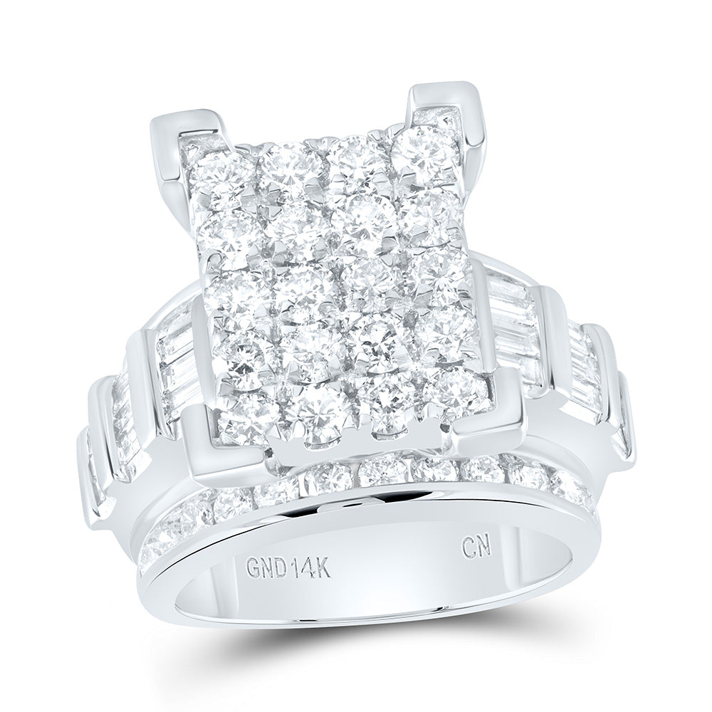 14kt White Gold Womens Round Diamond Cindys Dream Cluster Bridal Wedding Engagement Ring 4.00 Cttw 7 Daisy Joyeria