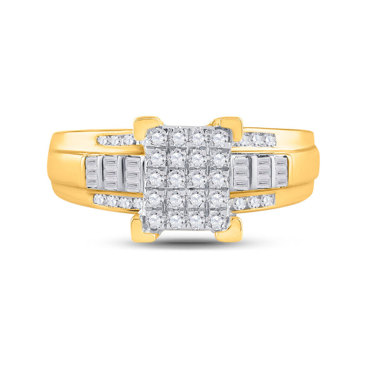 10kt Yellow Gold Womens Round Diamond Cindys Dream Cluster Bridal Wedding Engagement Ring 1/2 Cttw 7 Daisy Joyeria