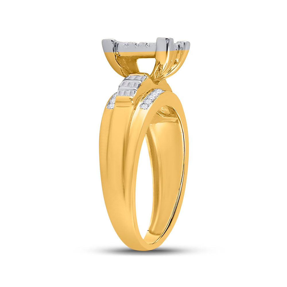 10kt Yellow Gold Womens Round Diamond Cindys Dream Cluster Bridal Wedding Engagement Ring 1/2 Cttw 7 Daisy Joyeria