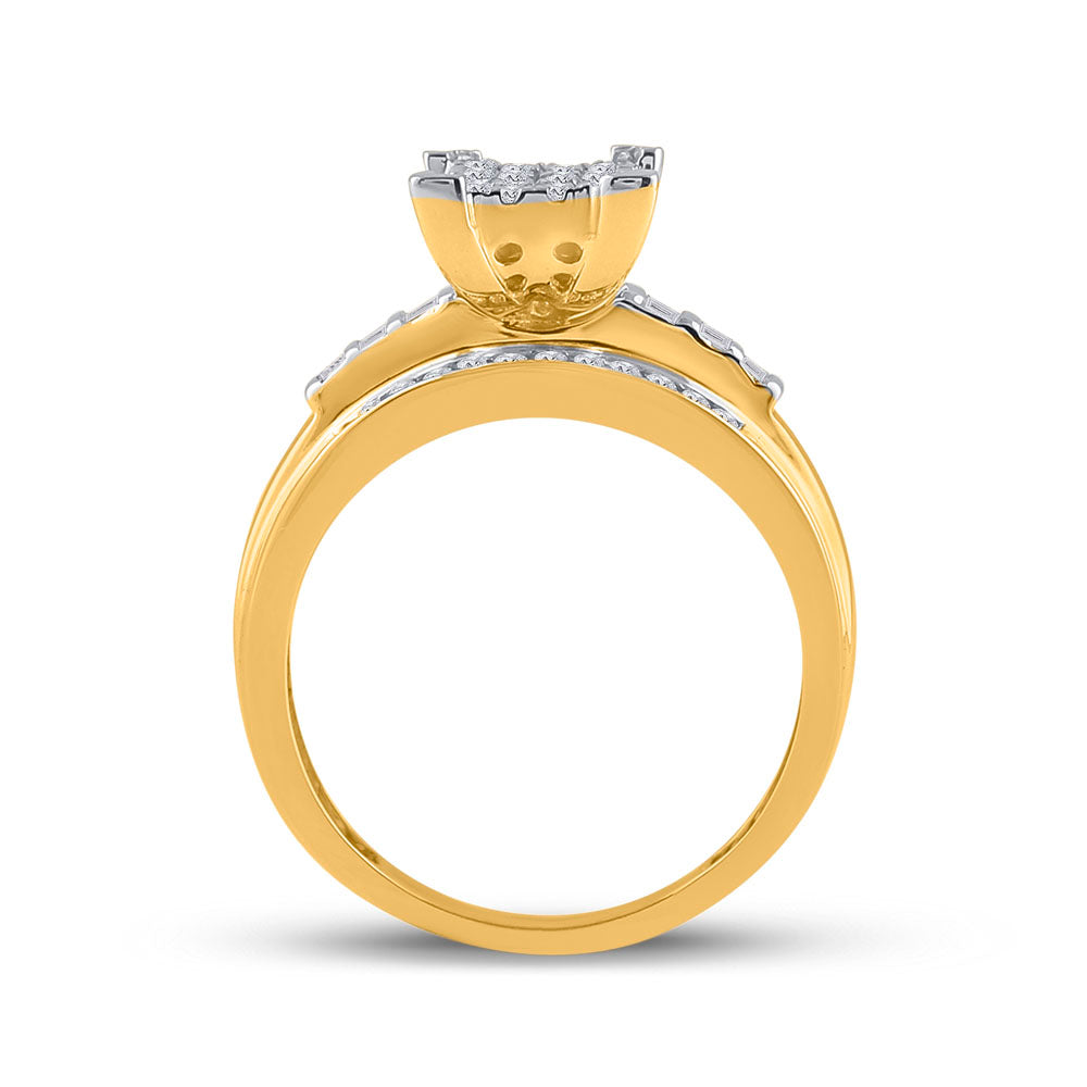10kt Yellow Gold Womens Round Diamond Cindys Dream Cluster Bridal Wedding Engagement Ring 1/2 Cttw 7 Daisy Joyeria
