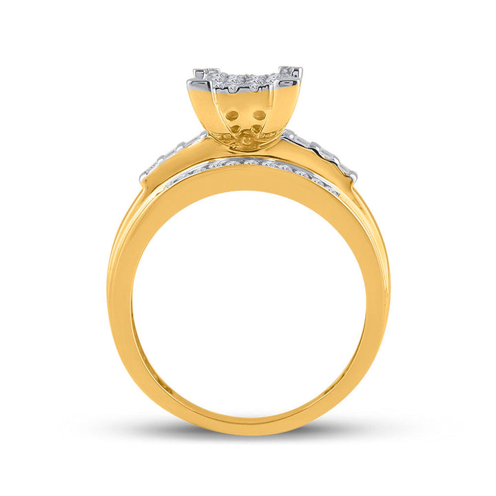 10kt Yellow Gold Womens Round Diamond Cindys Dream Cluster Bridal Wedding Engagement Ring 1/2 Cttw 7 Daisy Joyeria
