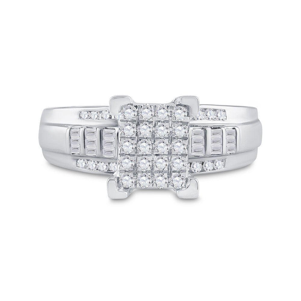 10kt White Gold Womens Round Diamond Cindys Dream Cluster Bridal Wedding Engagement Ring 1/2 Cttw 7 Daisy Joyeria
