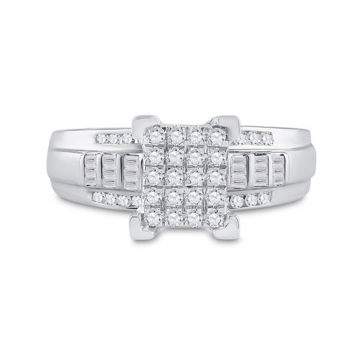 10kt White Gold Womens Round Diamond Cindys Dream Cluster Bridal Wedding Engagement Ring 1/2 Cttw 7 Daisy Joyeria
