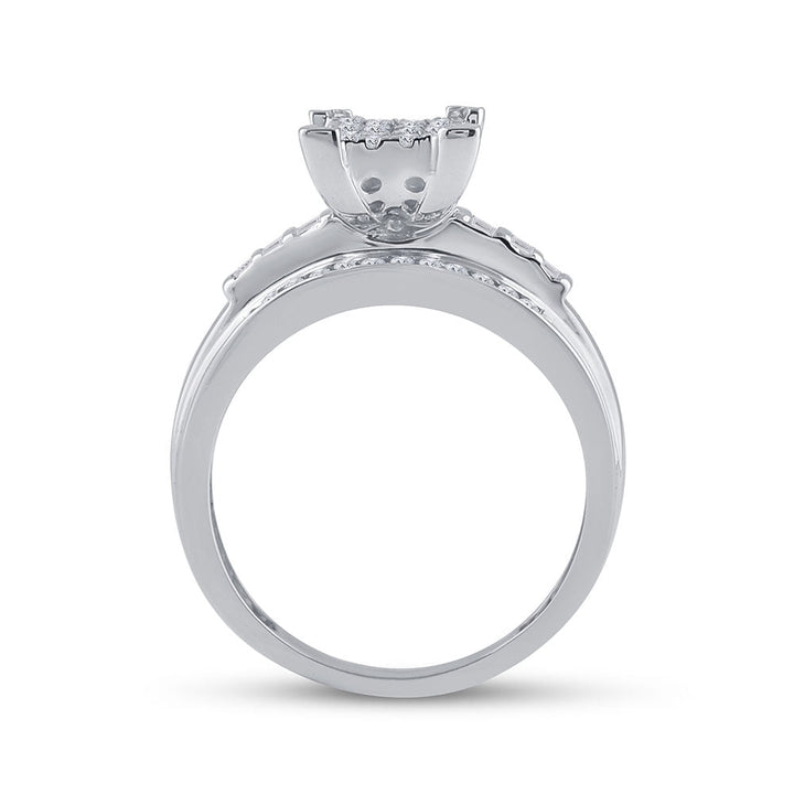 10kt White Gold Womens Round Diamond Cindys Dream Cluster Bridal Wedding Engagement Ring 1/2 Cttw 7 Daisy Joyeria
