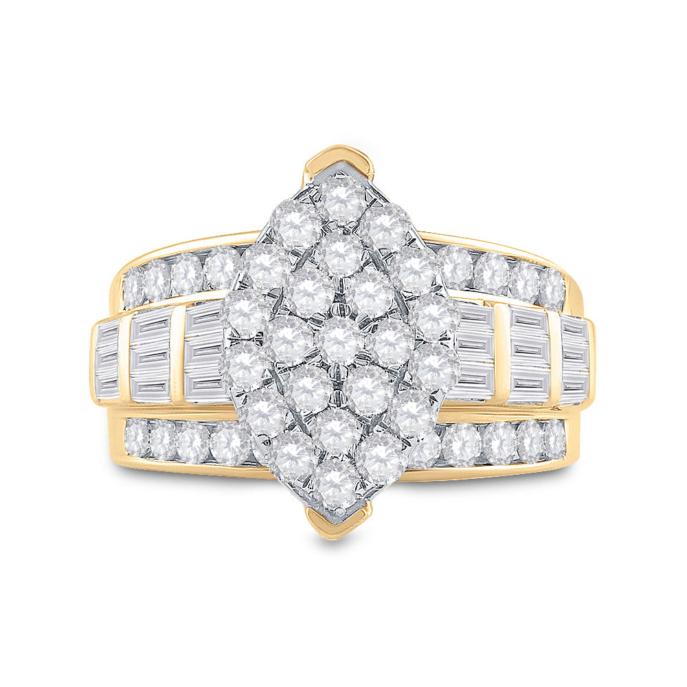 10kt Yellow Gold Womens Diamond Oval Cluster Bridal Wedding Engagement Ring 2.00 Cttw 7 Daisy Joyeria