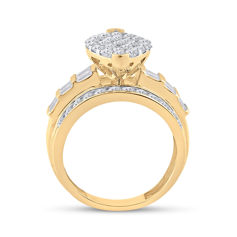 10kt Yellow Gold Womens Diamond Oval Cluster Bridal Wedding Engagement Ring 2.00 Cttw 7 Daisy Joyeria