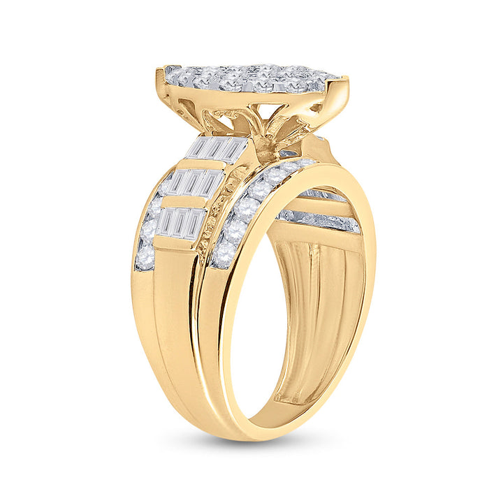 10kt Yellow Gold Womens Diamond Oval Cluster Bridal Wedding Engagement Ring 2.00 Cttw 7 Daisy Joyeria
