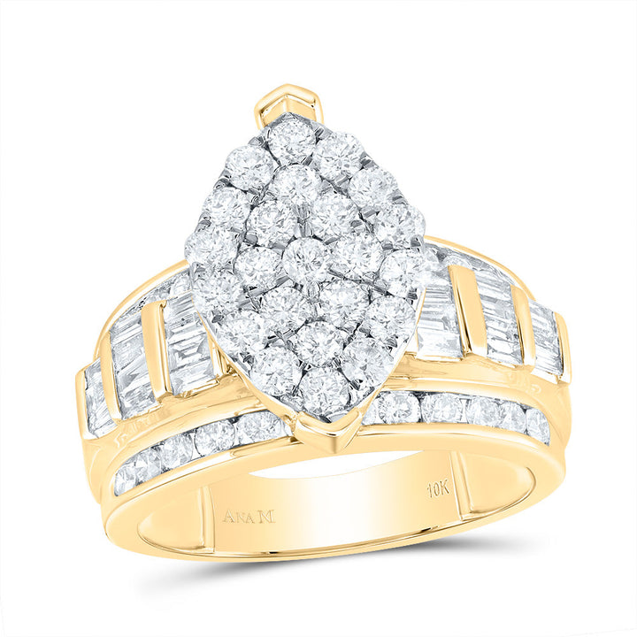 10kt Yellow Gold Womens Diamond Oval Cluster Bridal Wedding Engagement Ring 2.00 Cttw 7 Daisy Joyeria