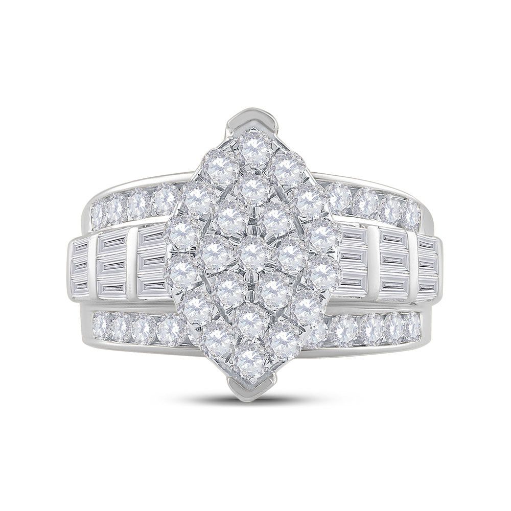 10kt White Gold Womens Diamond Oval Cluster Bridal Wedding Engagement Ring 2.00 Cttw 7 Daisy Joyeria