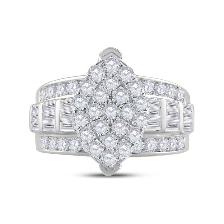 10kt White Gold Womens Diamond Oval Cluster Bridal Wedding Engagement Ring 2.00 Cttw 7 Daisy Joyeria