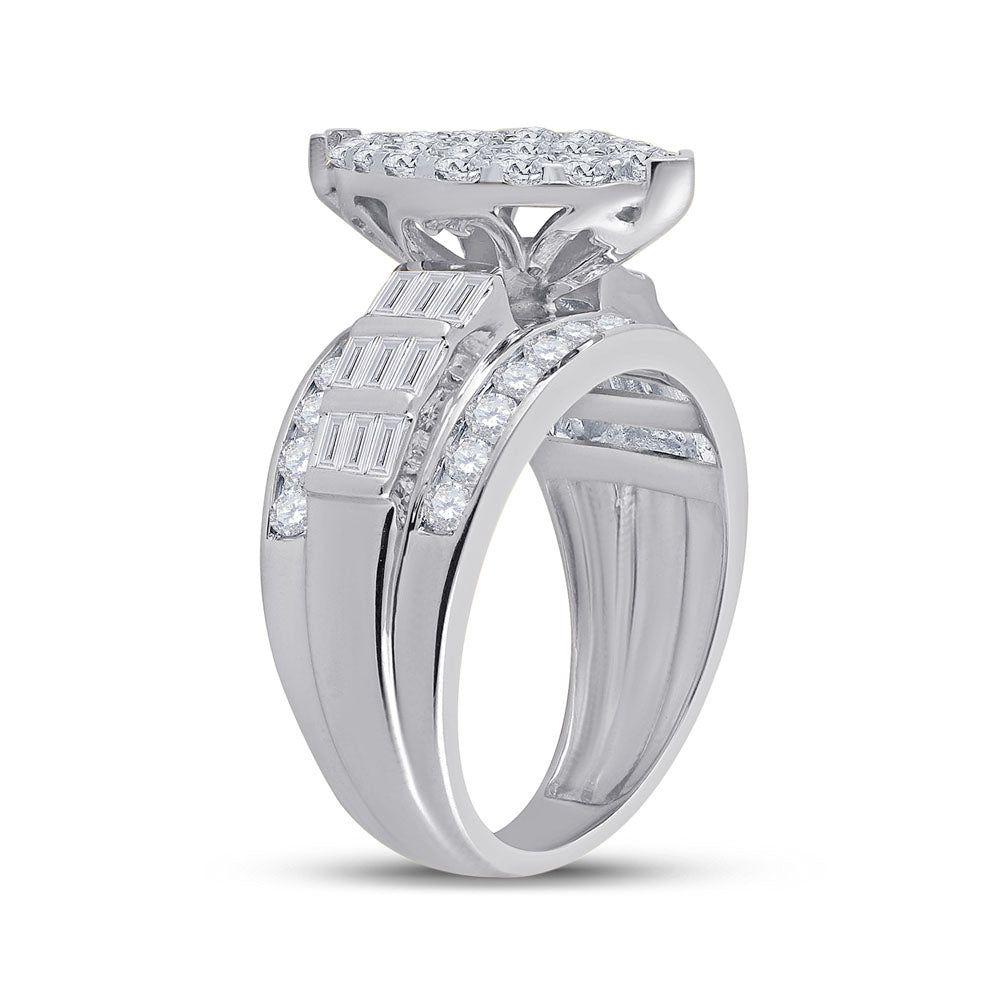 10kt White Gold Womens Diamond Oval Cluster Bridal Wedding Engagement Ring 2.00 Cttw 7 Daisy Joyeria