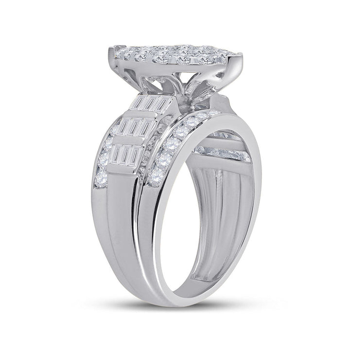 10kt White Gold Womens Diamond Oval Cluster Bridal Wedding Engagement Ring 2.00 Cttw 7 Daisy Joyeria