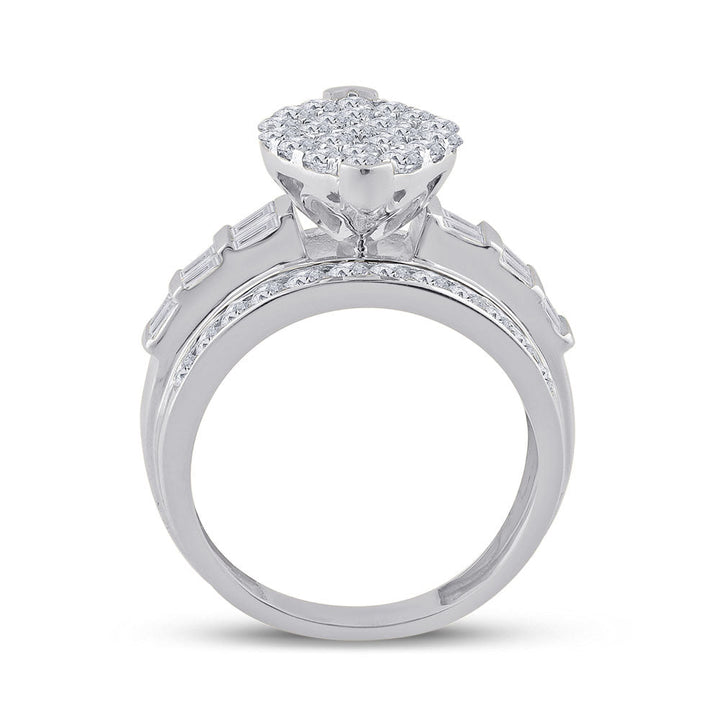 10kt White Gold Womens Diamond Oval Cluster Bridal Wedding Engagement Ring 2.00 Cttw 7 Daisy Joyeria